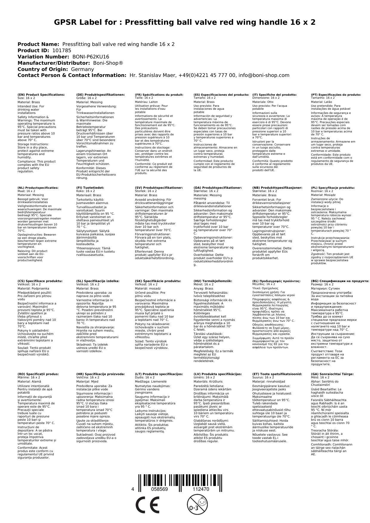 Kugelhahn Pressfitting 16mm, Rotguss, Flügelgriff