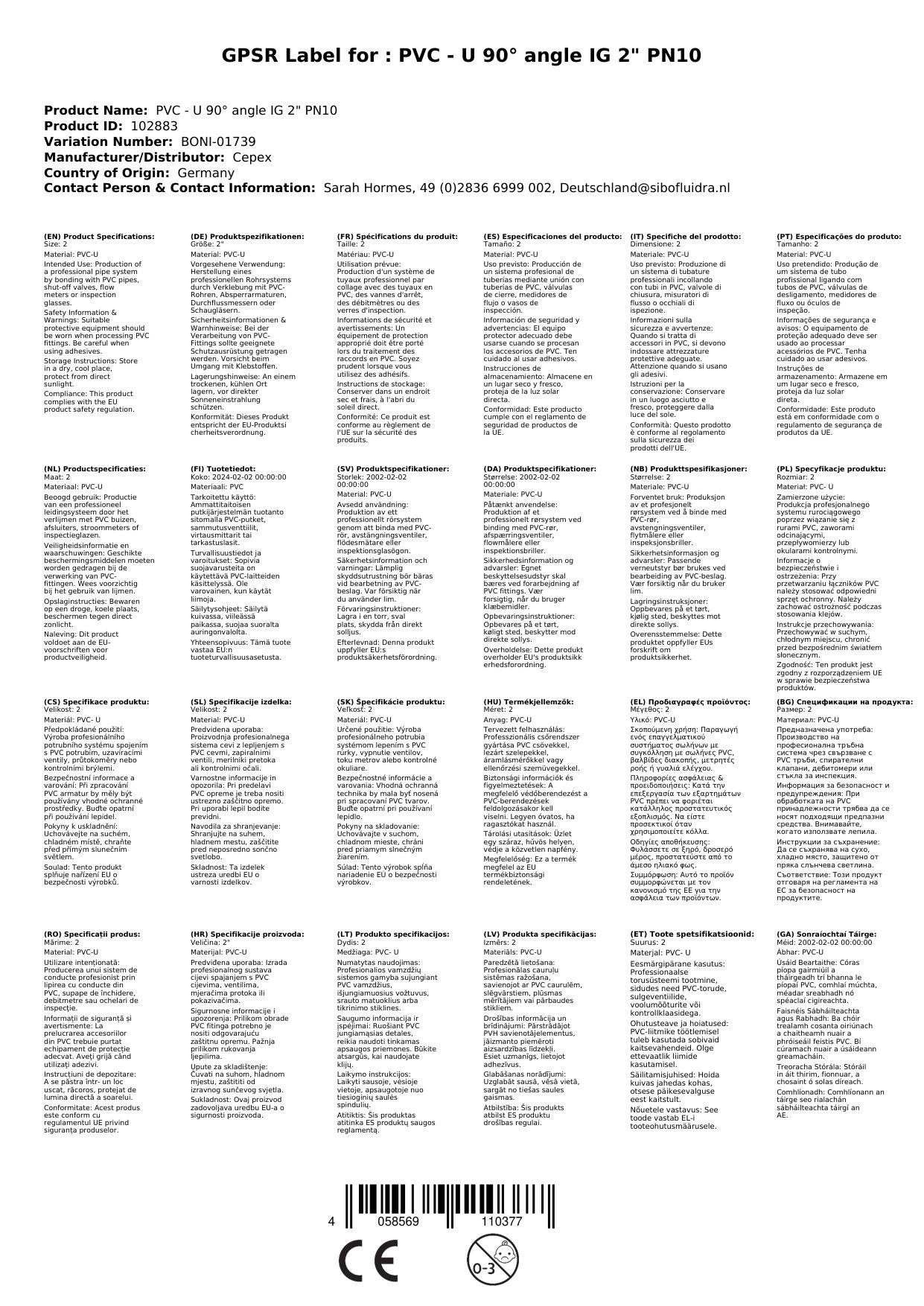 PVC Winkel 90 Grad, PVC-U Winkel, 2 Zoll IG, PN10