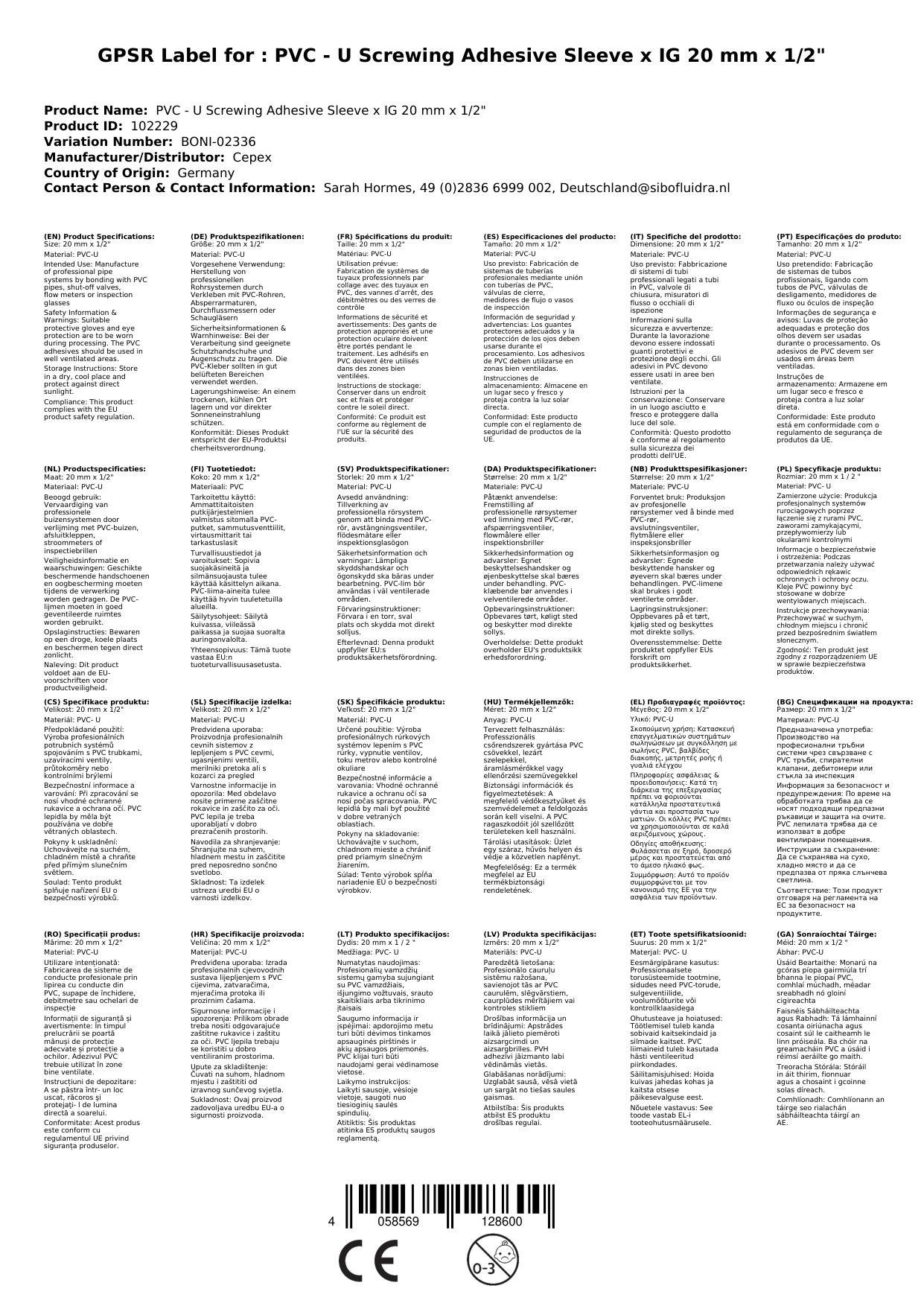 PVC Fitting 20mm, PVC-U Verschraubung, Klebemuffe 1/2 Zoll
