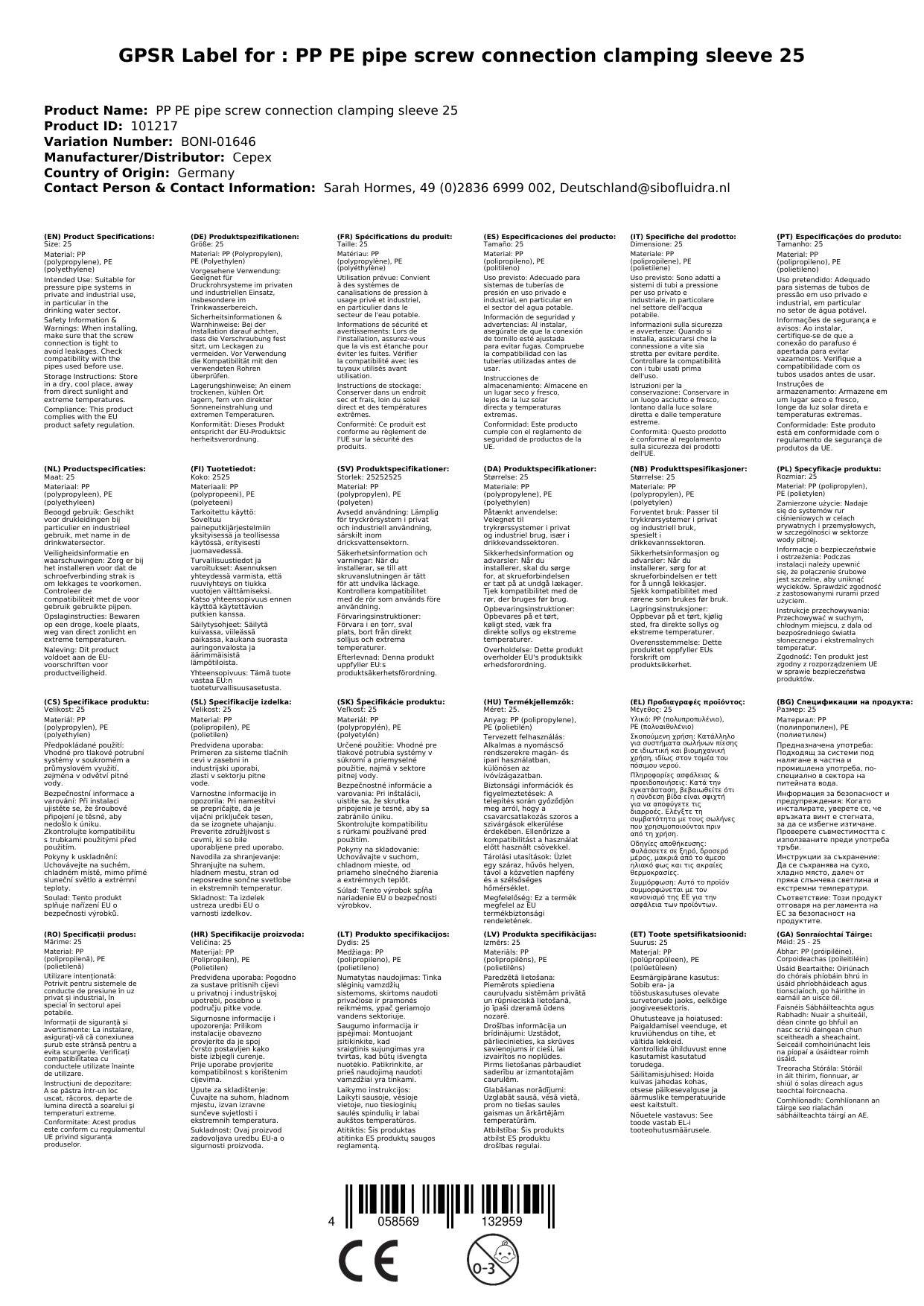 PE Rohr Verschraubung, Klemmverschraubung 25mm, Trinkwasser, PP PE Rohr