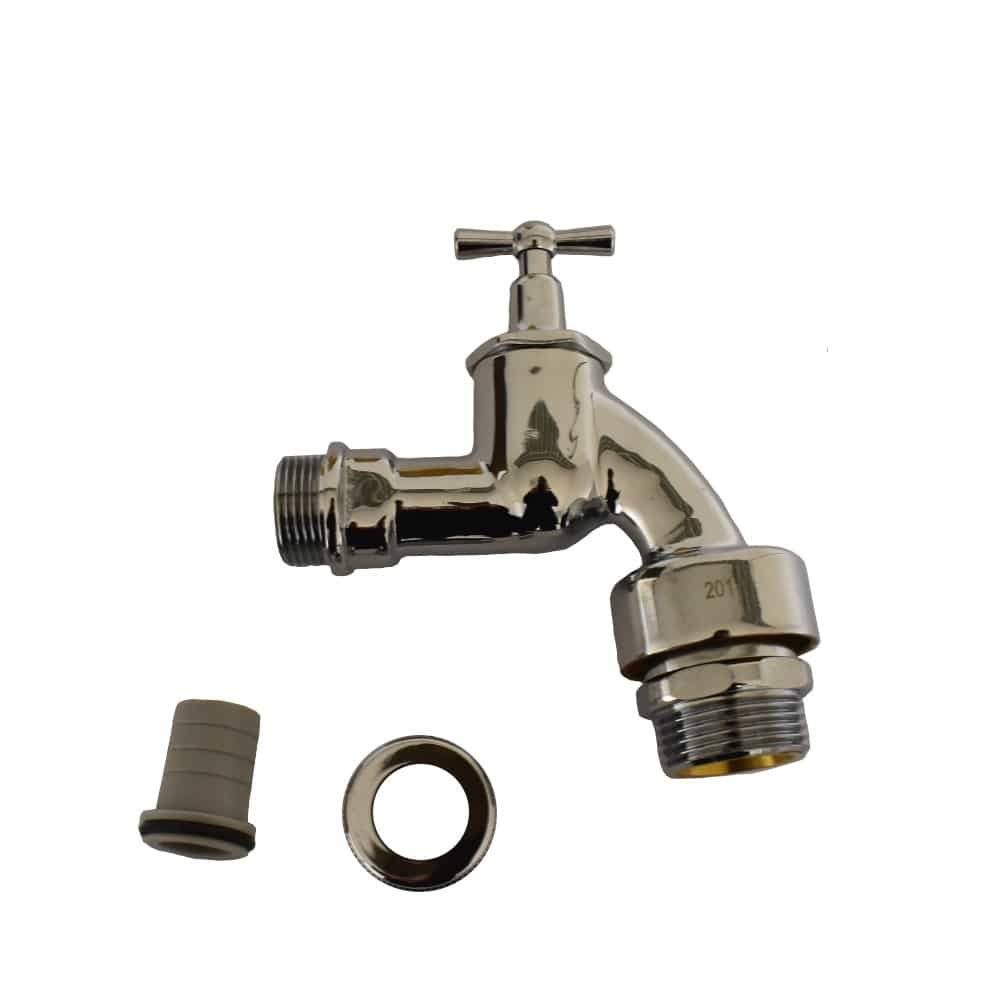 Auslaufventil 3/4 Zoll, Waschmaschinenventil, Knebelventil, verchromt