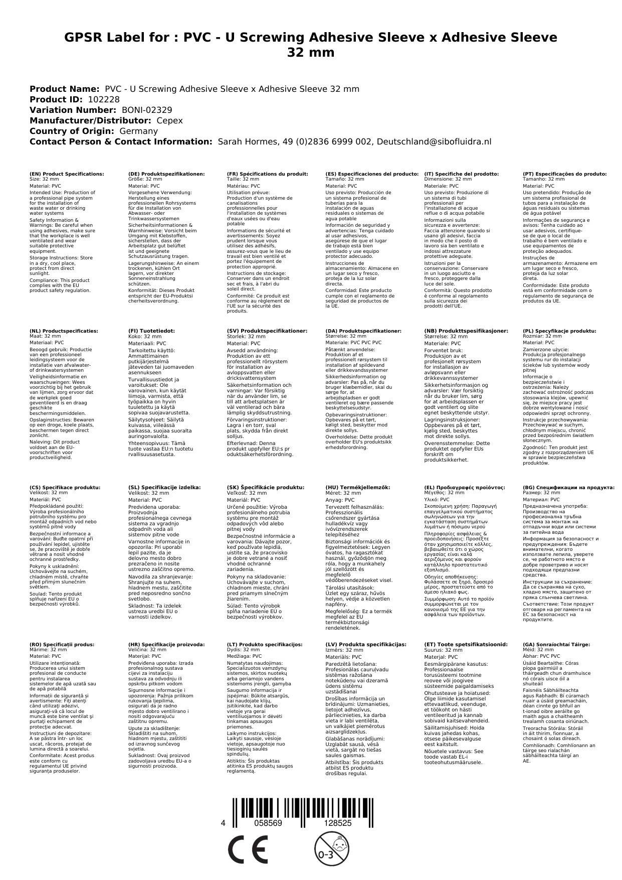 PVC-U Verschraubung Klebemuffe x Klebemuffe 32 mm