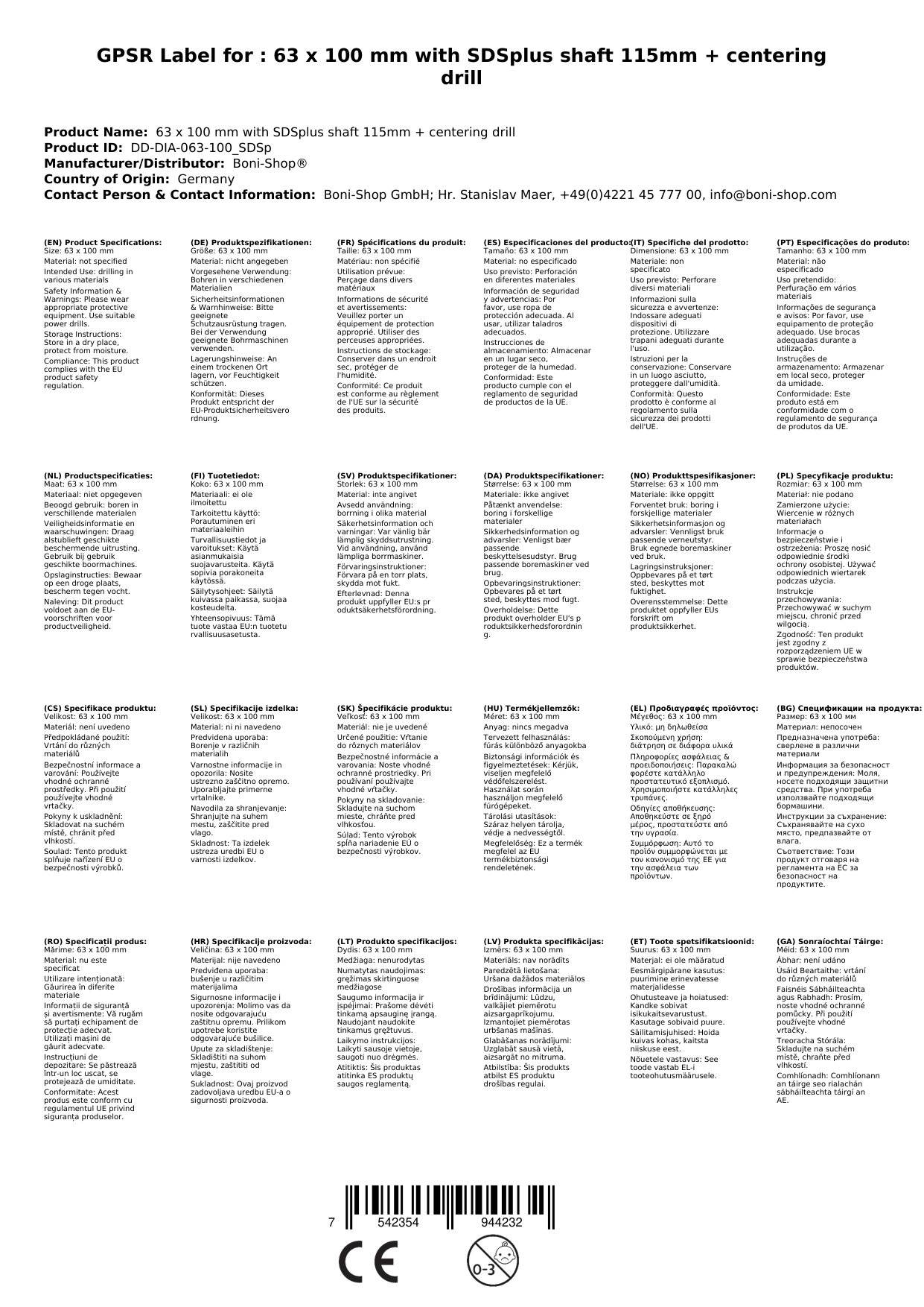 SDS Plus Bohrkrone, Diamant Bohrkrone 63mm, Mauerwerk