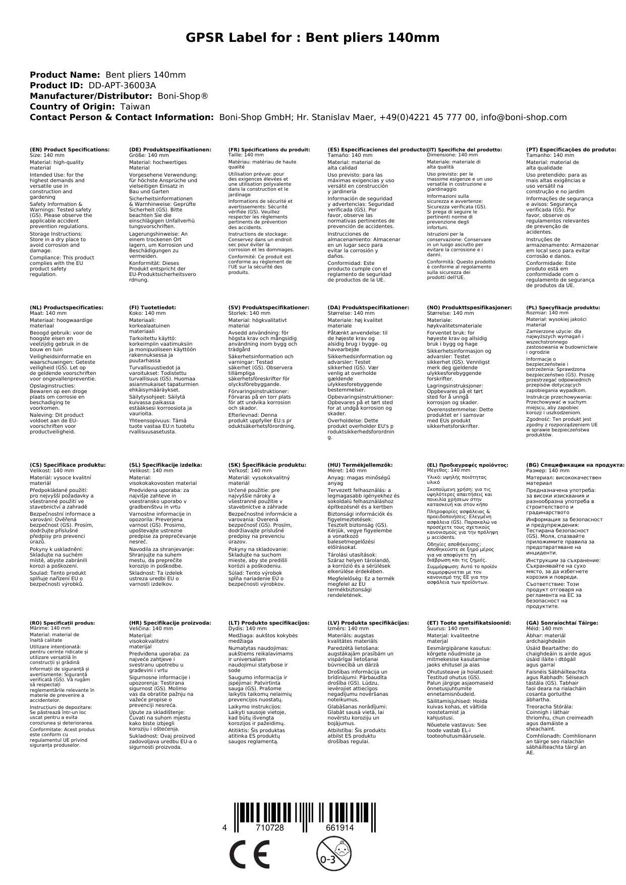 Spitzzange gewinkelt 140mm, Flachrundzange, Zange mit Schneide
