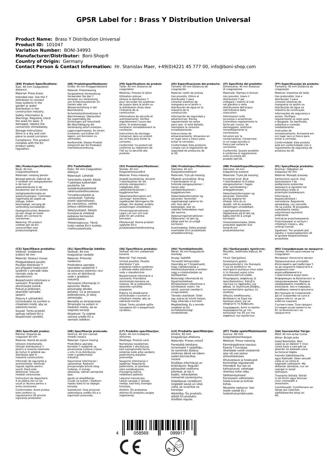Y Verteiler, Messing Y Verteiler, Schnellkupplung, Universal