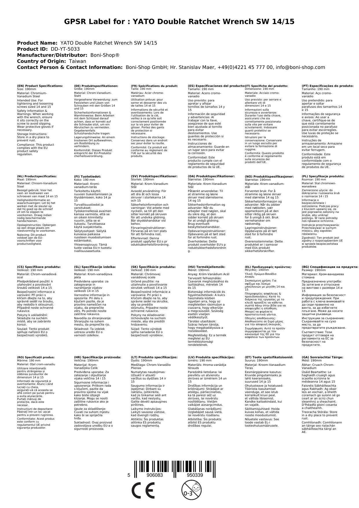 Doppel Ringratschenschlüssel 14/15 mm, Profi Ratschenringschlüssel