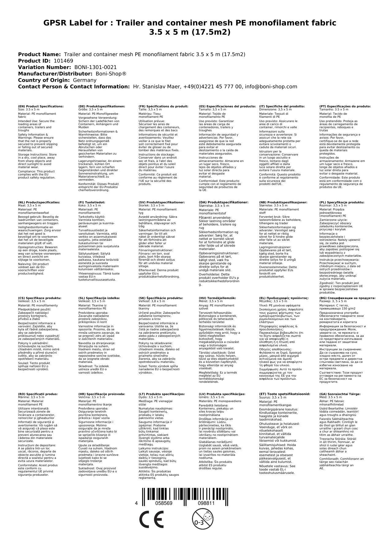 Anhängernetz, 3,5 x 5 m, feinmaschiges Netz, Ladungssicherungsnetz