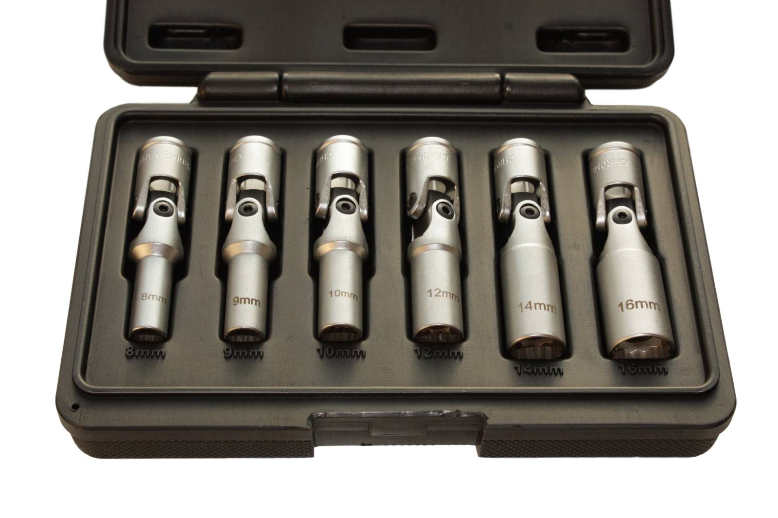 Glühkerzenschlüssel, Gelenk 3/8 Zoll, SW 8-16 mm, Satz mit Box