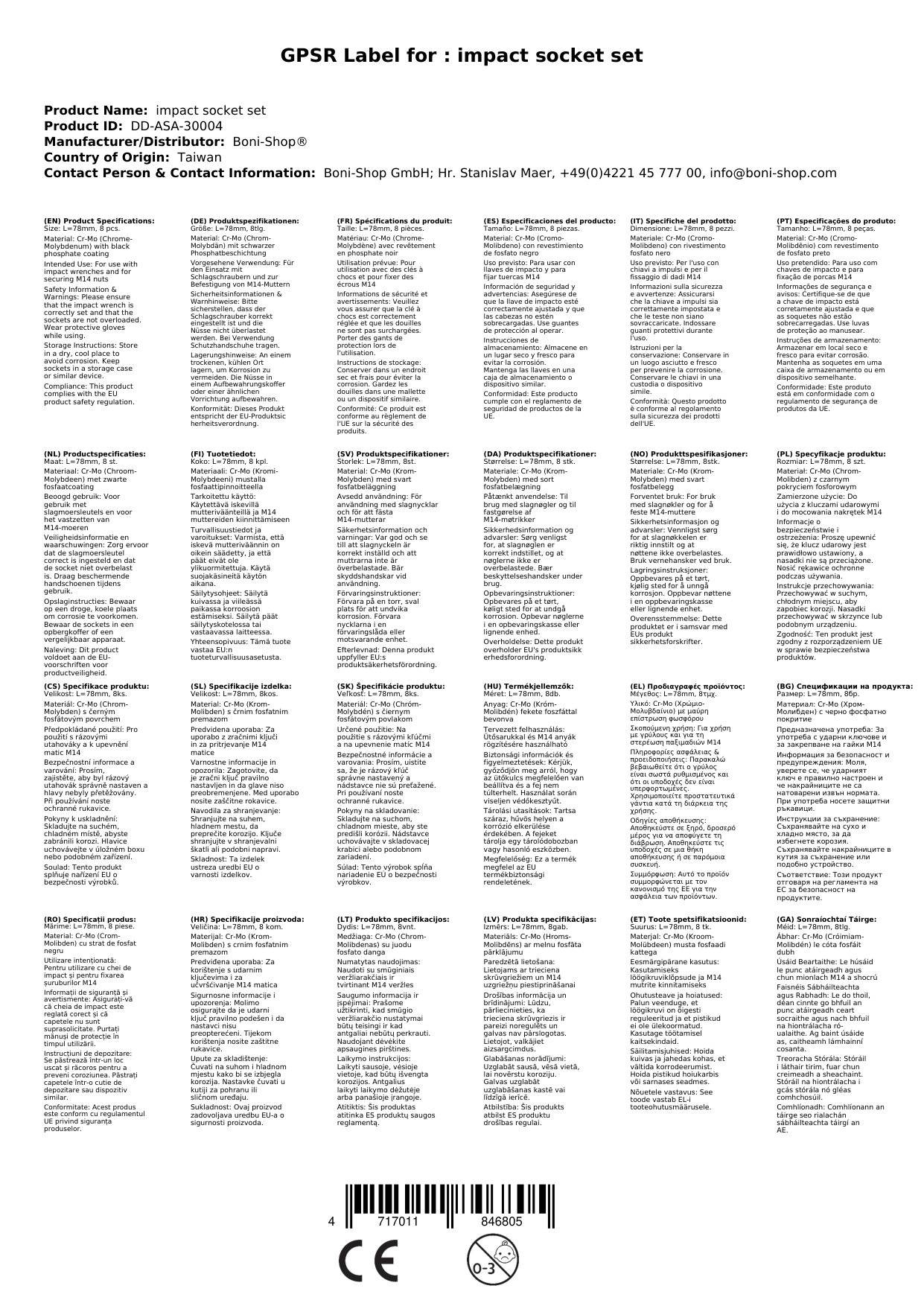 Schlagschrauber Nuss Set, Ribe, 8-teilig, Cr-Mo