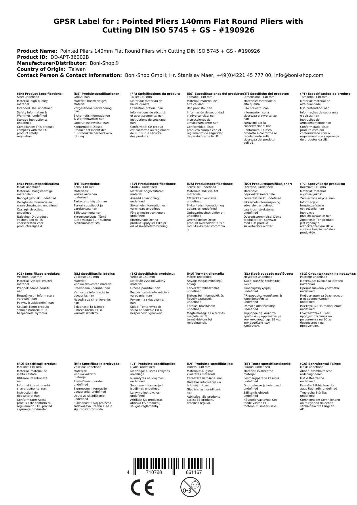 Spitzzange, Flachrundzange, 140mm, DIN ISO 5745, GS geprüft