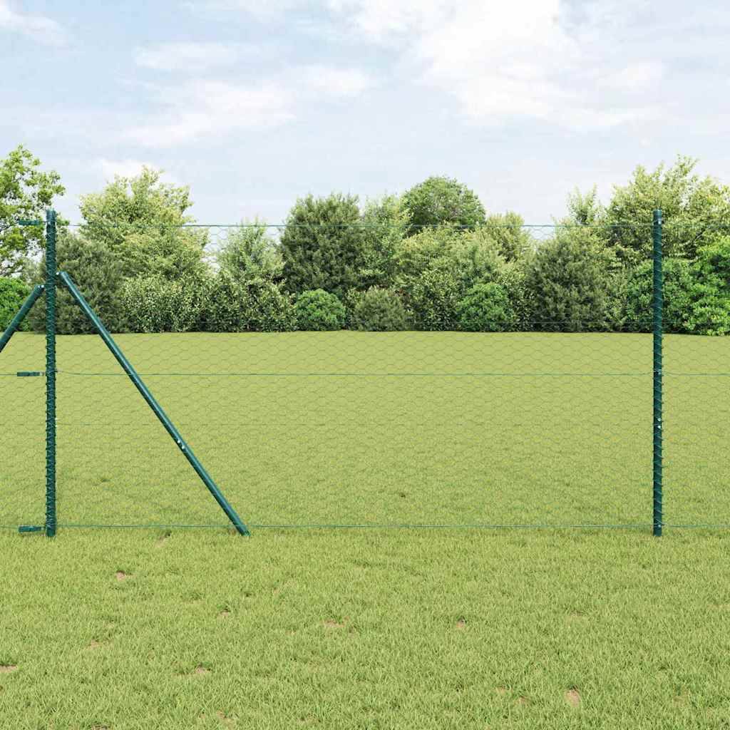 vidaXL Hexagonzaun Grün 1,4 x 25 m PVC