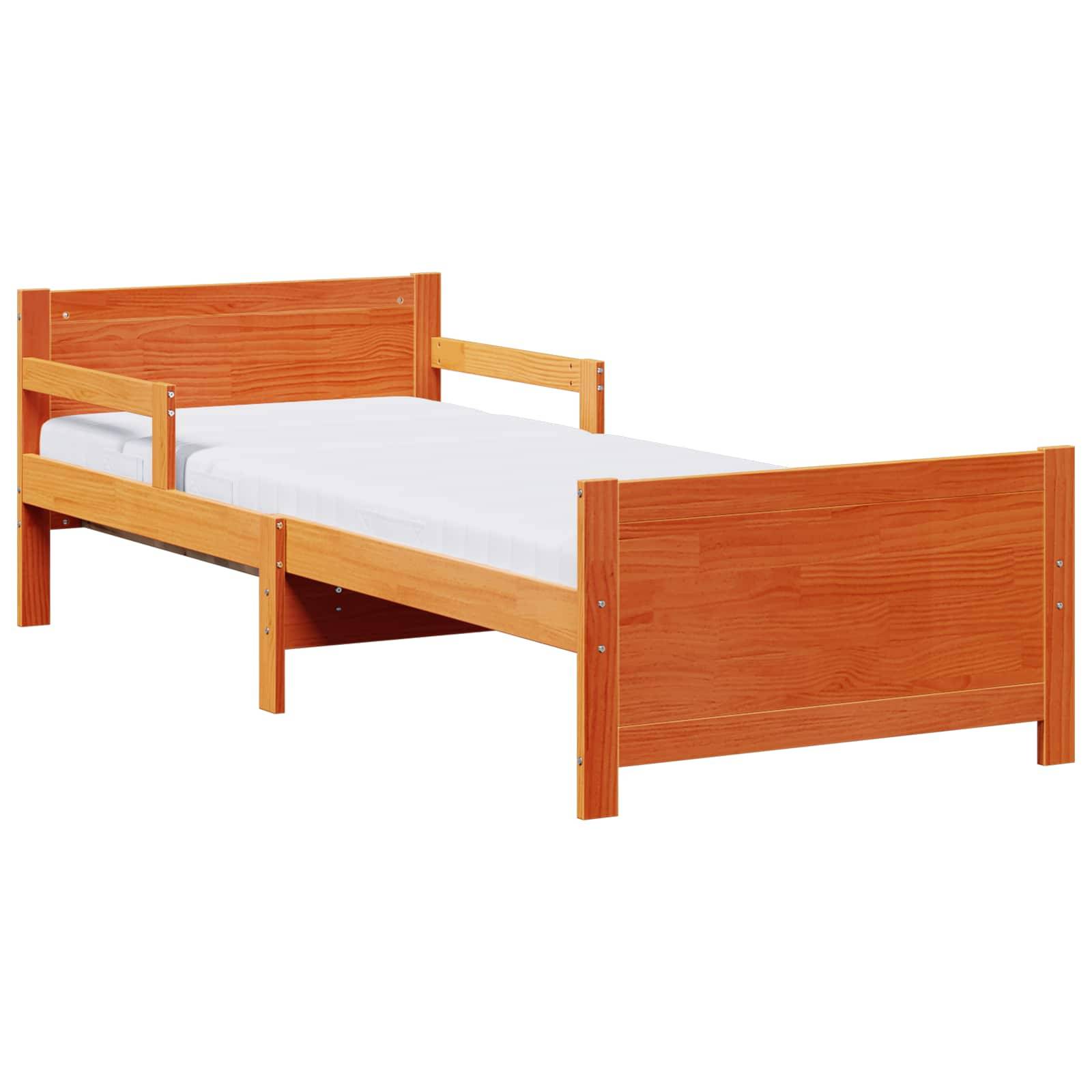 vidaXL Bettgestell mit erweiterbarer Matratze Braun 80 x 200 cm