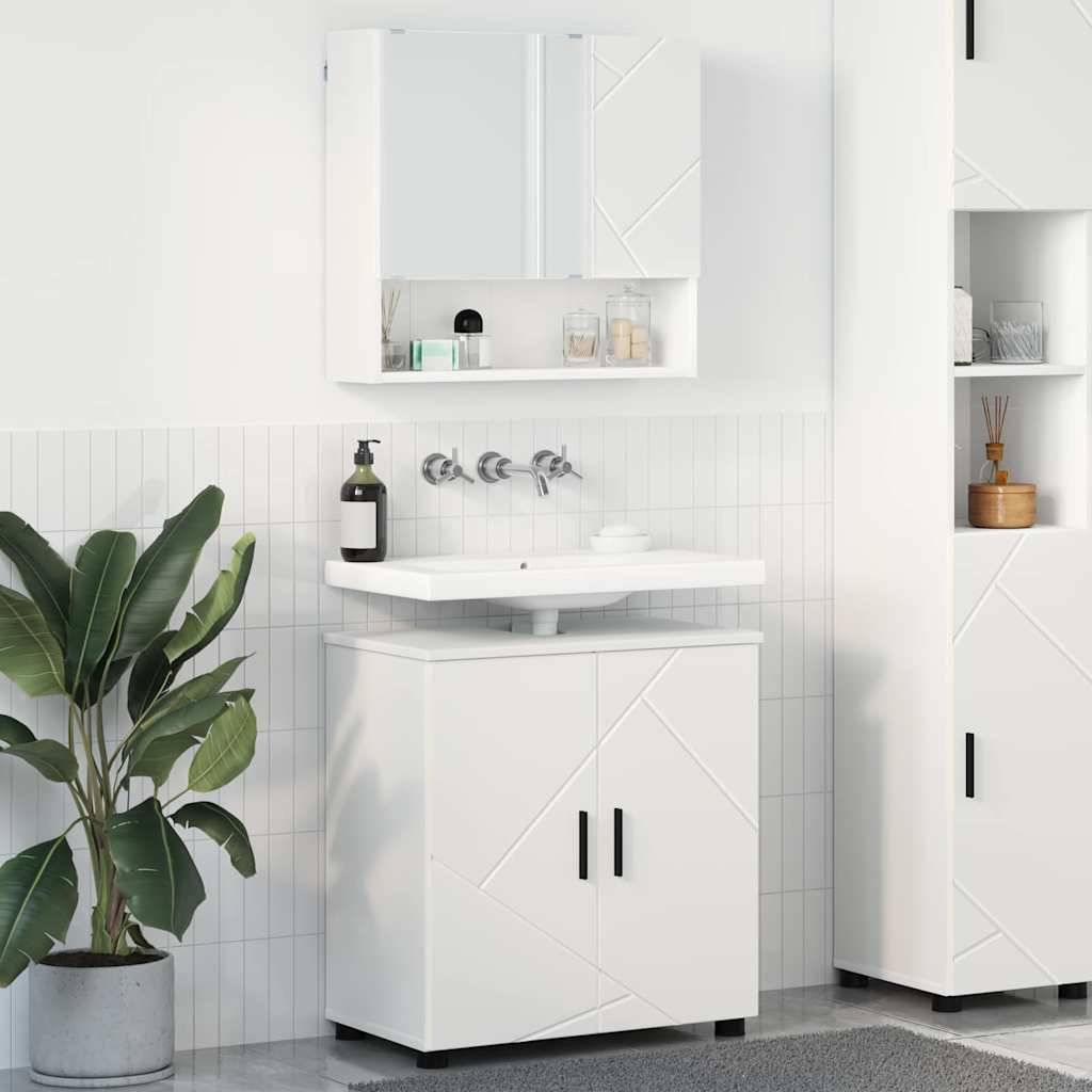 vidaXL Badezimmermöbel-Set mit Tür 2 pcs Weiß Holzwerkstoff & Metall