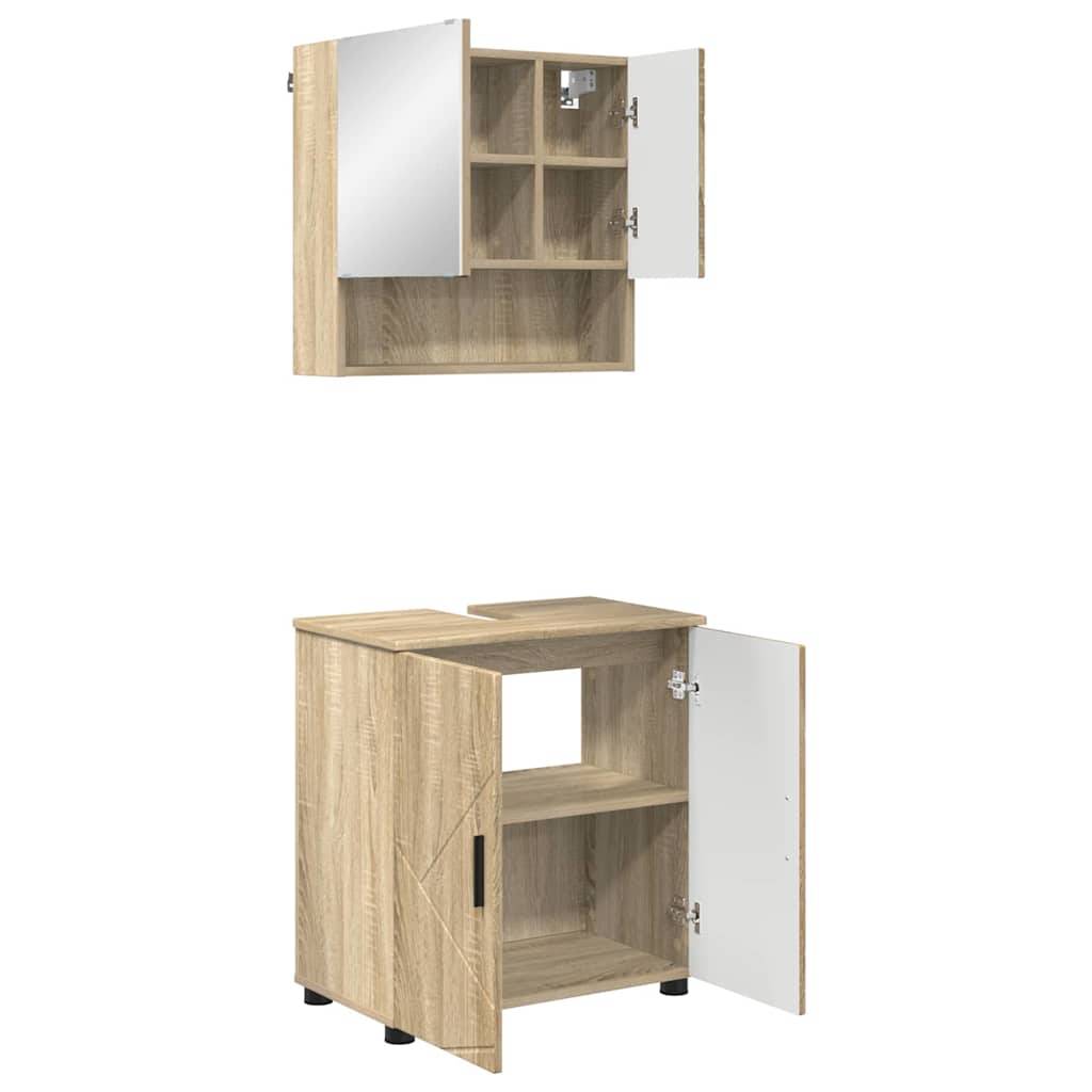 vidaXL Badezimmermöbel-Set 2 pcs Sonoma-Eiche Holzwerkstoff & Metall