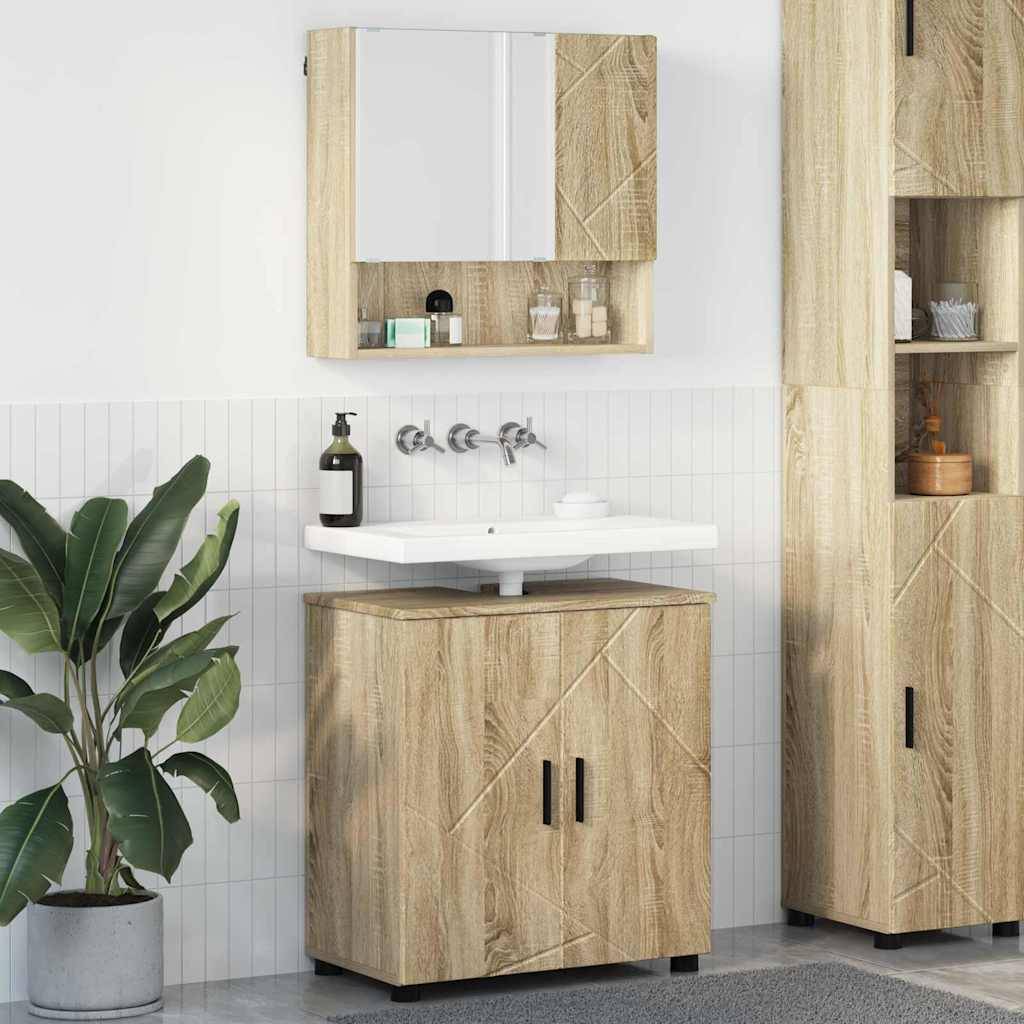 vidaXL Badezimmermöbel-Set 2 pcs Sonoma-Eiche Holzwerkstoff & Metall