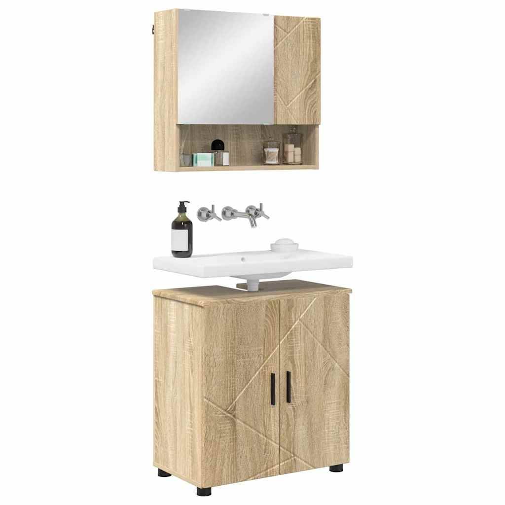 vidaXL Badezimmermöbel-Set 2 pcs Sonoma-Eiche Holzwerkstoff & Metall