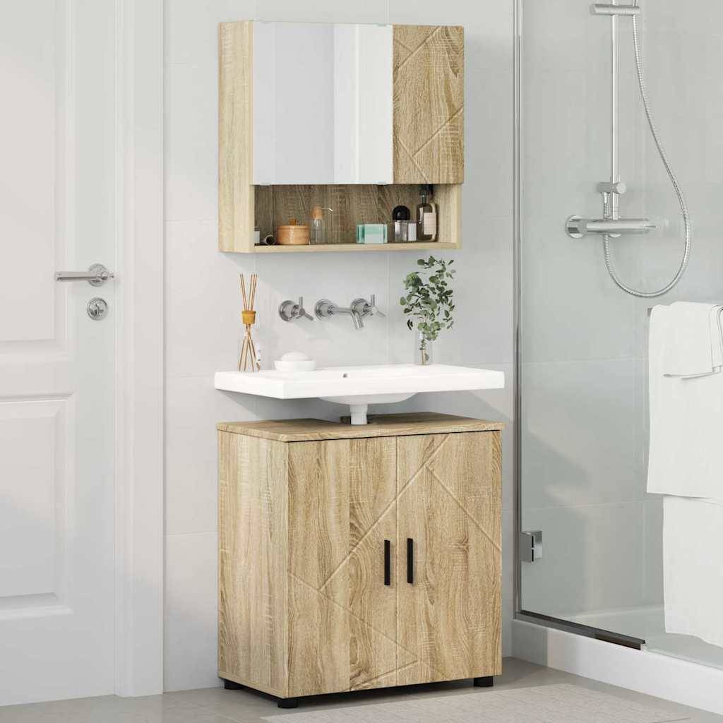 vidaXL Badezimmermöbel-Set 2 pcs Sonoma-Eiche Holzwerkstoff & Metall