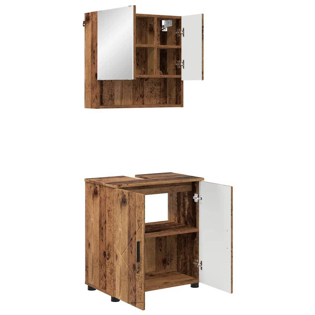 vidaXL Badezimmermöbel-Set 2 pcs Altholz Holzwerkstoff & Metall
