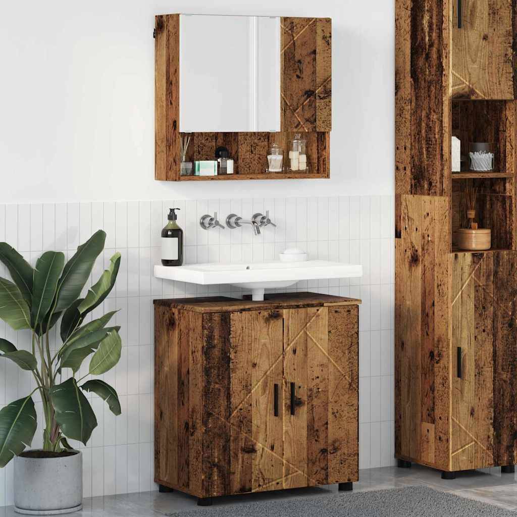 vidaXL Badezimmermöbel-Set 2 pcs Altholz Holzwerkstoff & Metall