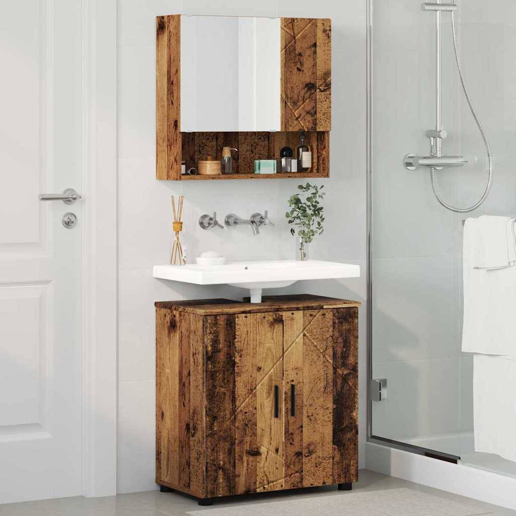 vidaXL Badezimmermöbel-Set 2 pcs Altholz Holzwerkstoff & Metall