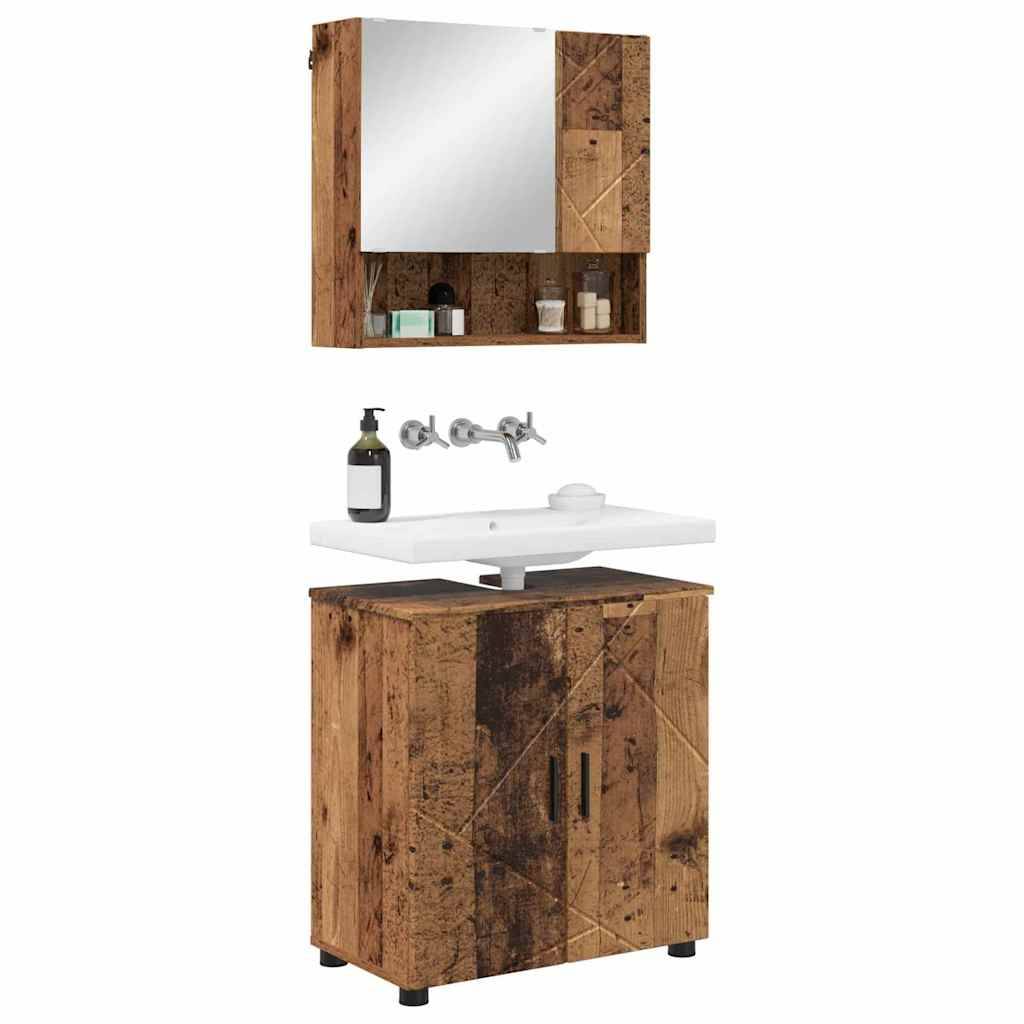 vidaXL Badezimmermöbel-Set 2 pcs Altholz Holzwerkstoff & Metall