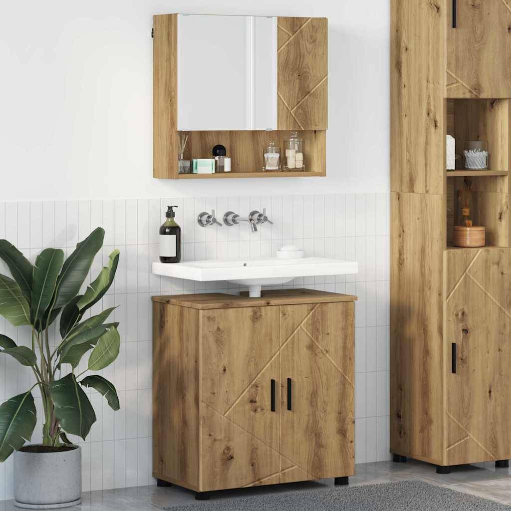 vidaXL Badezimmermöbel-Set 2 pcs Artisan-Eiche Holzwerkstoff & Metall