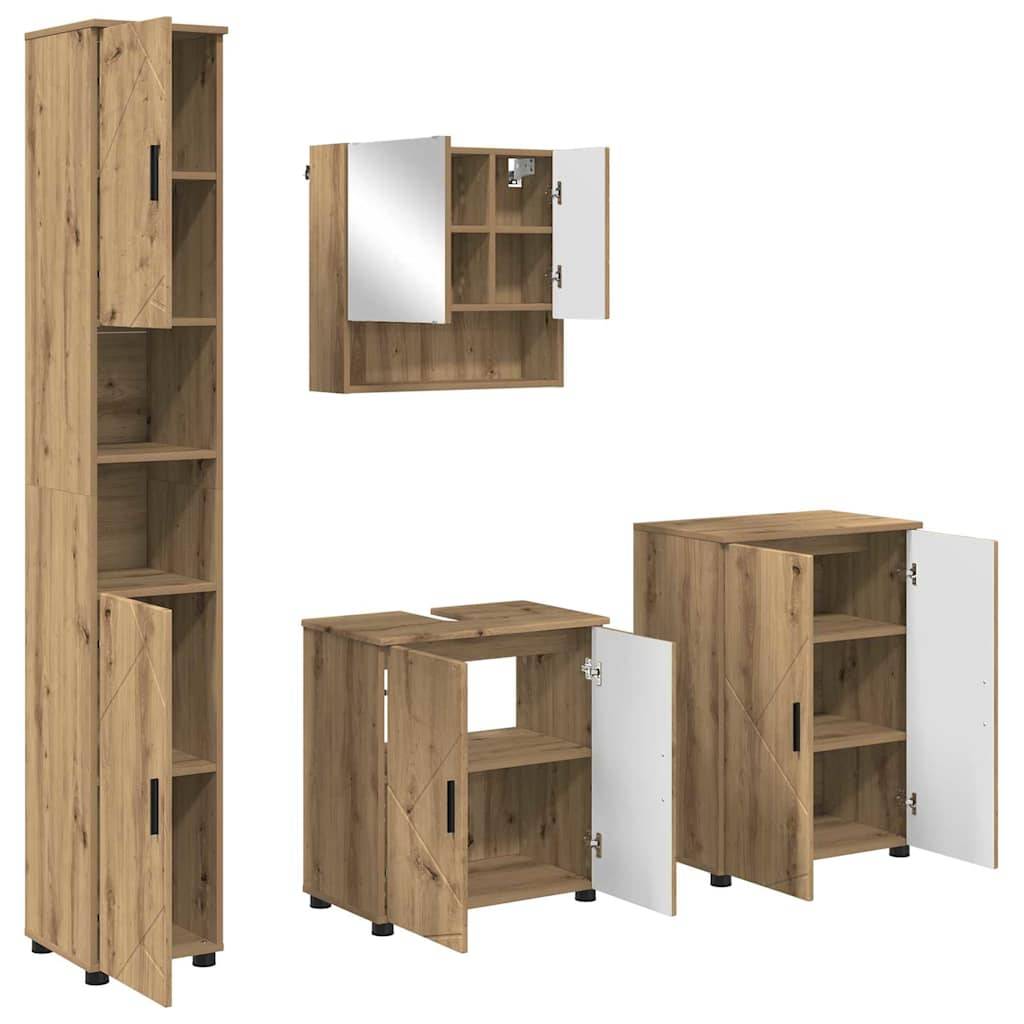 vidaXL Badezimmermöbel-Set 4 pcs Artisan-Eiche Holzwerkstoff & Metall