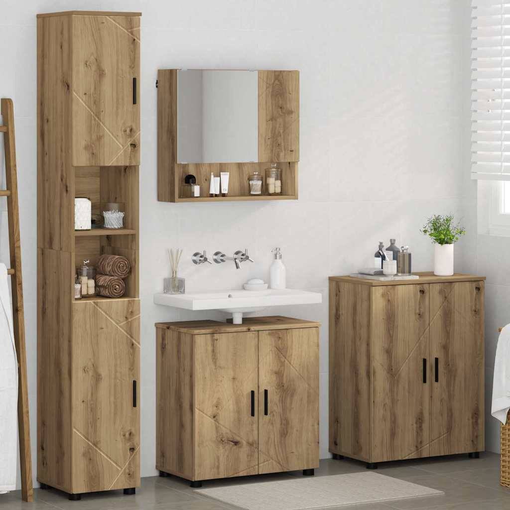 vidaXL Badezimmermöbel-Set 4 pcs Artisan-Eiche Holzwerkstoff & Metall