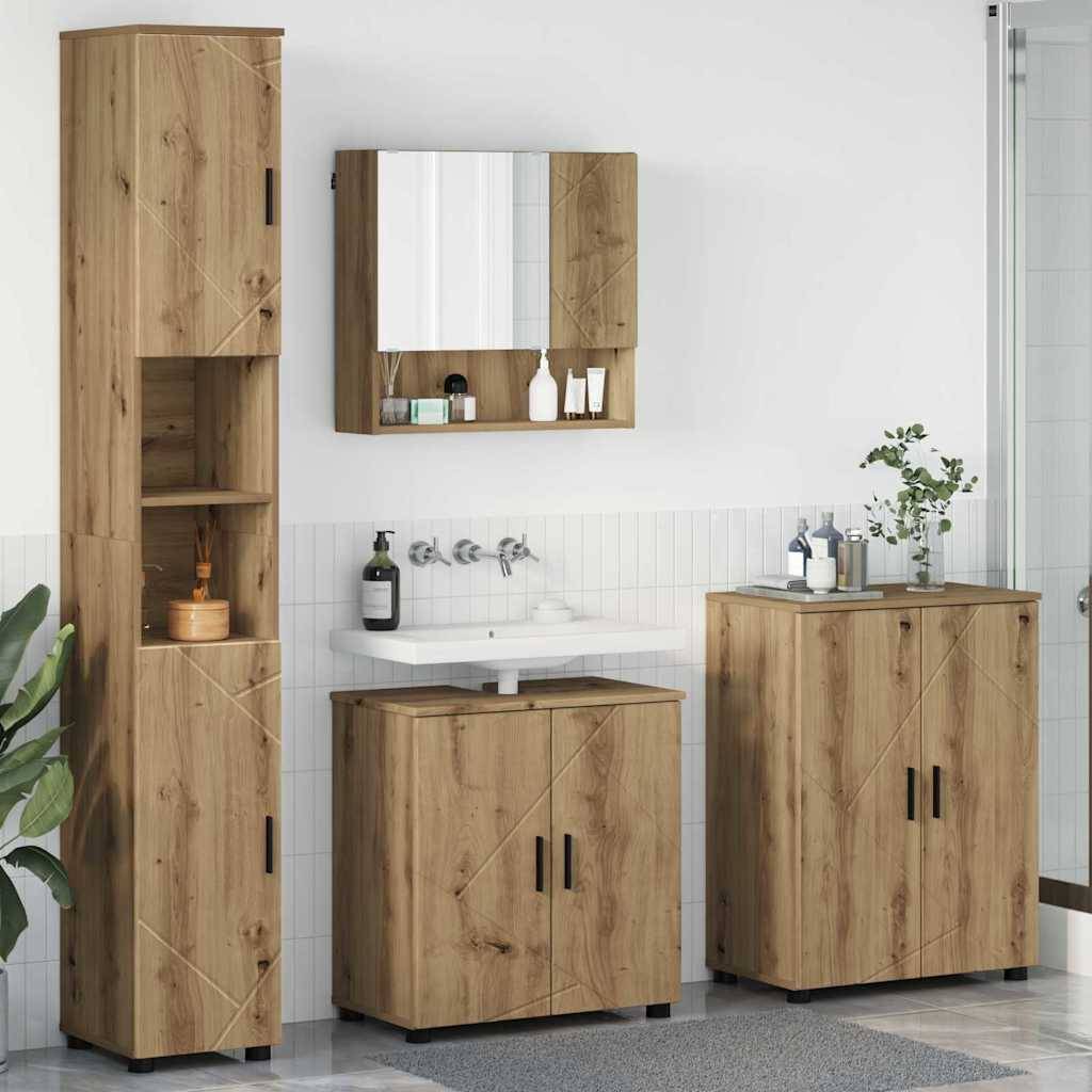 vidaXL Badezimmermöbel-Set 4 pcs Artisan-Eiche Holzwerkstoff & Metall