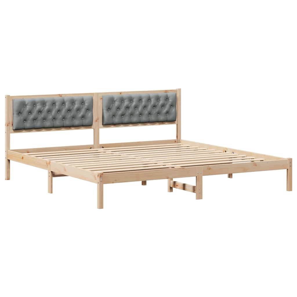 vidaXL Bettrahmen Hellgrau 200 x 200 cm Massives Kiefernholz