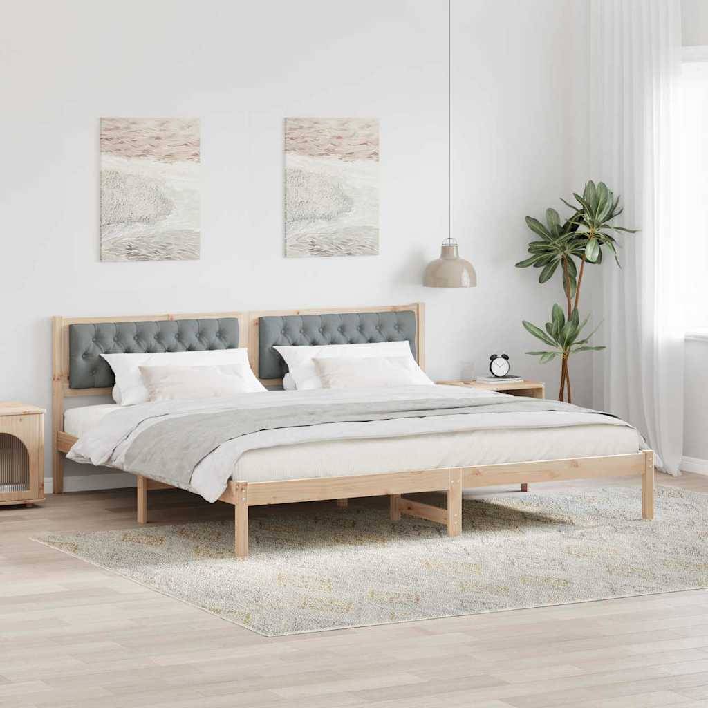 vidaXL Bettrahmen Hellgrau 200 x 200 cm Massives Kiefernholz