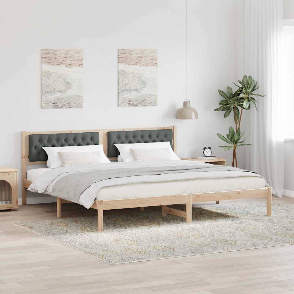 vidaXL Bettrahmen Dunkelgrau 200 x 200 cm Massives Kiefernholz