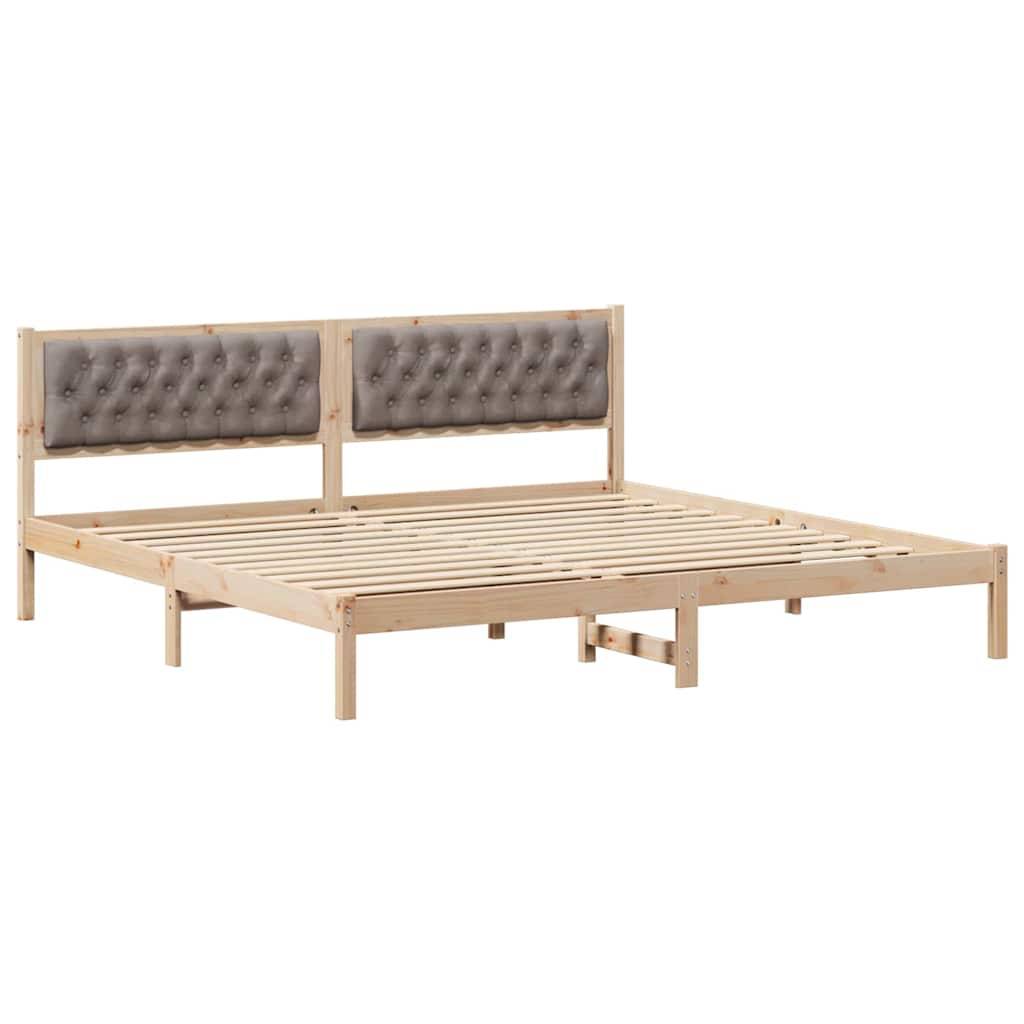 vidaXL Bettrahmen mit Kopfteil Taupe 200 x 200 cm Massives Kiefernholz