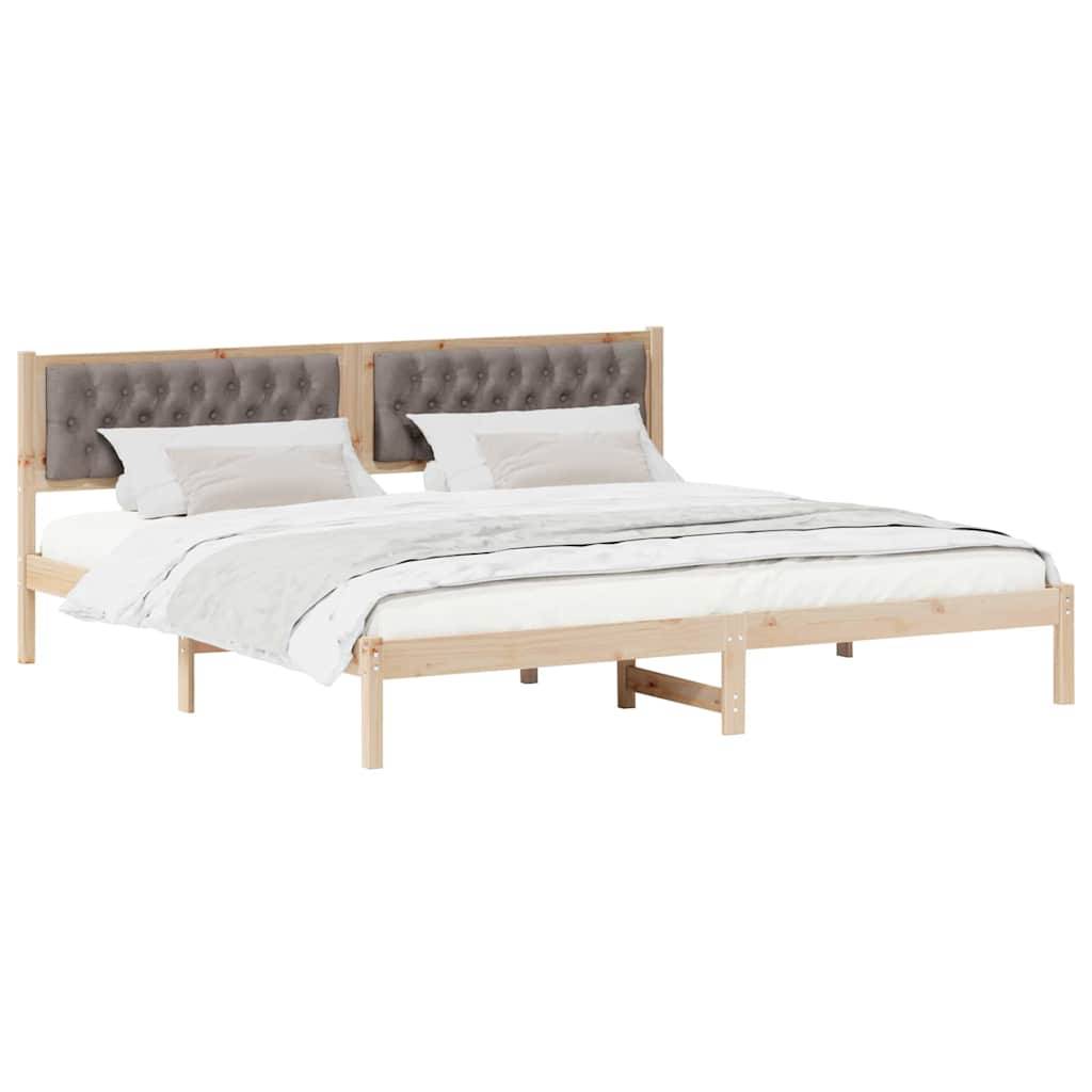 vidaXL Bettrahmen mit Kopfteil Taupe 200 x 200 cm Massives Kiefernholz