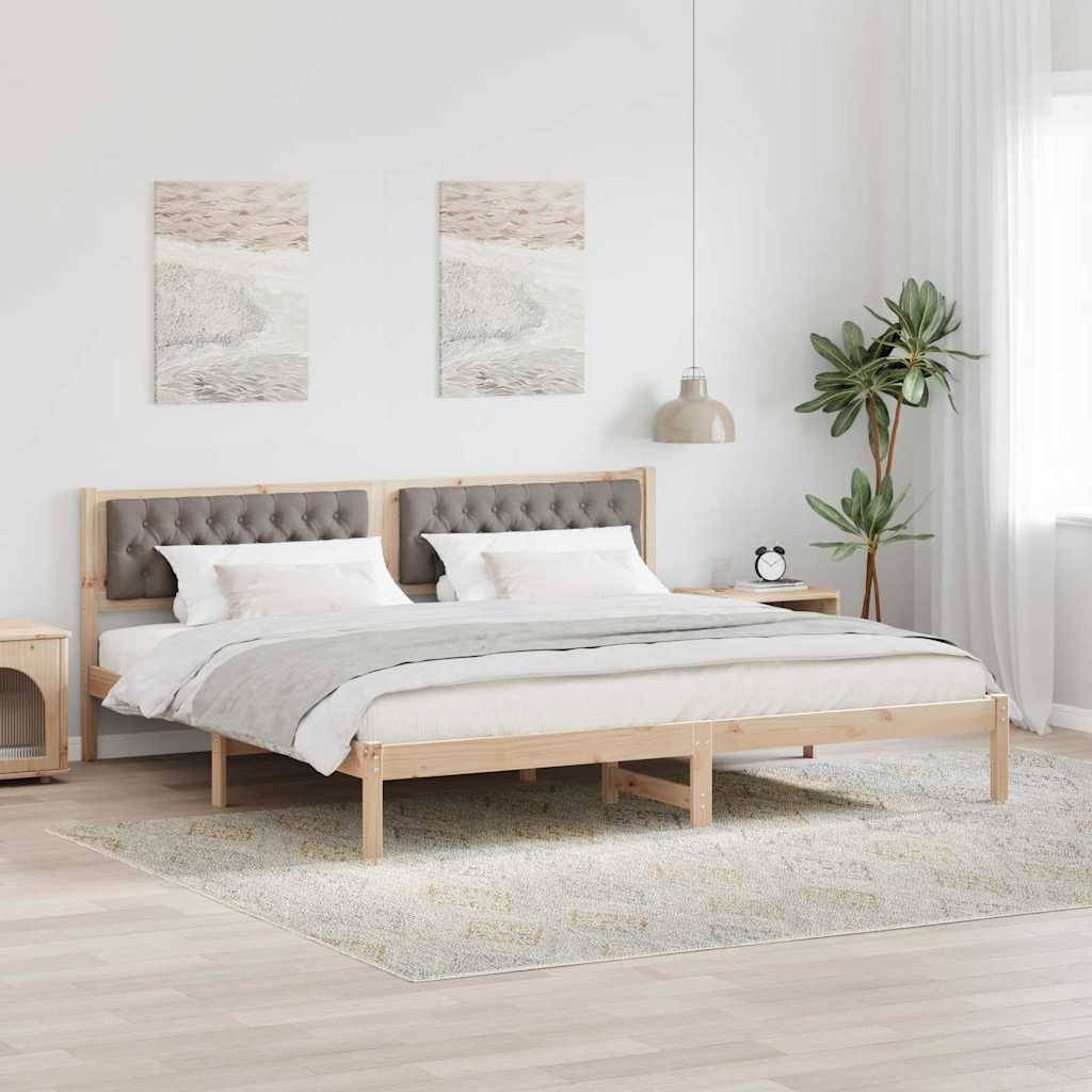 vidaXL Bettrahmen mit Kopfteil Taupe 200 x 200 cm Massives Kiefernholz