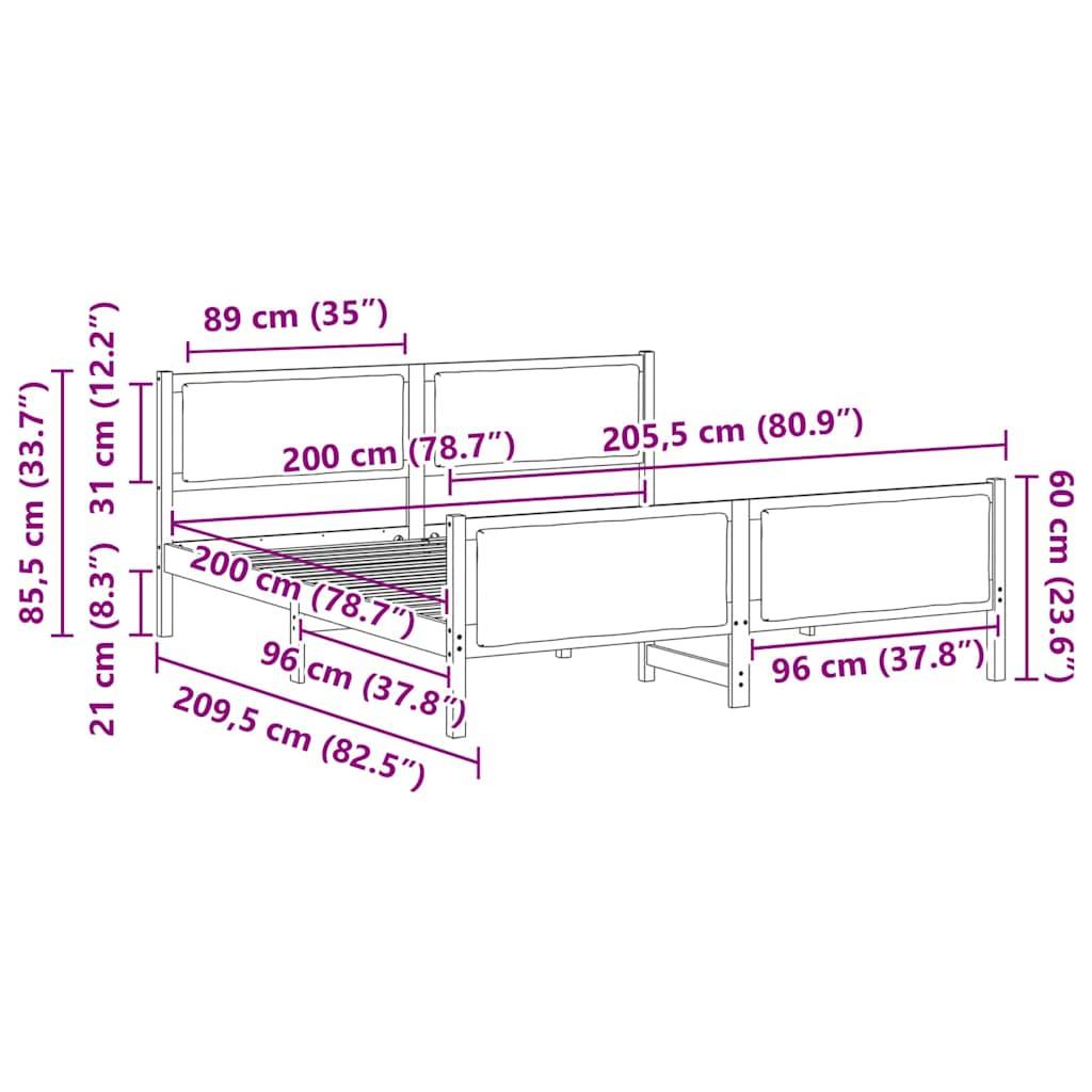 vidaXL Bettrahmen mit Kopfteil Hellgrau 200 x 200 cm Stoff
