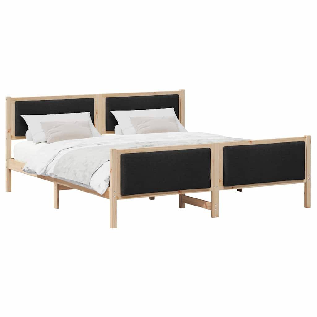 vidaXL Bettrahmen mit Kopfteil Schwarz 200 x 200 cm Stoff