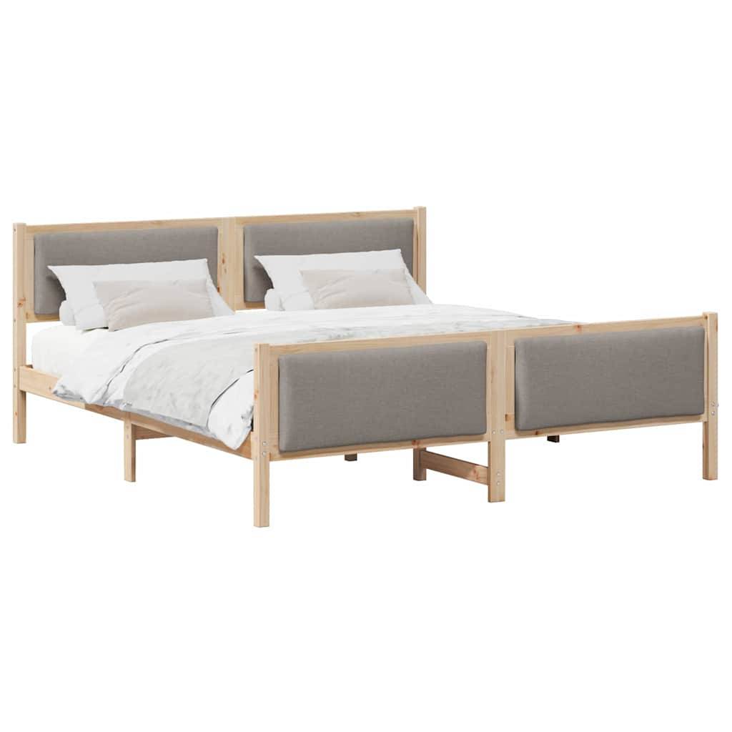 vidaXL Bettrahmen mit Kopfteil Taupe 200 x 200 cm Stoff