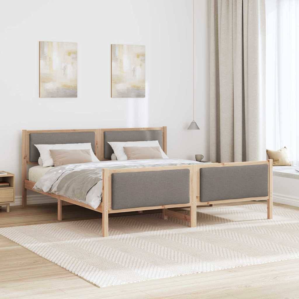 vidaXL Bettrahmen mit Kopfteil Taupe 200 x 200 cm Stoff