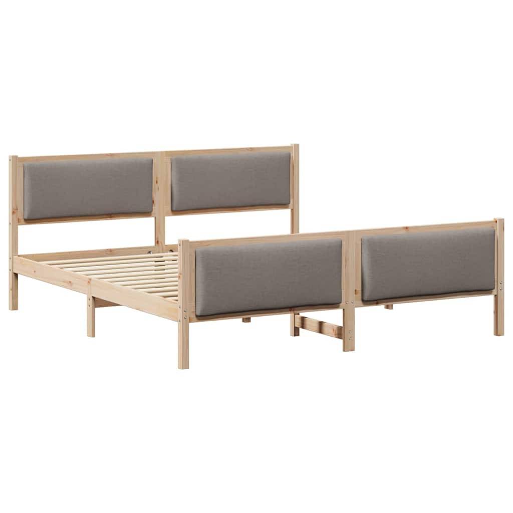 vidaXL Bettrahmen mit Kopfteil Taupe 200 x 200 cm Stoff
