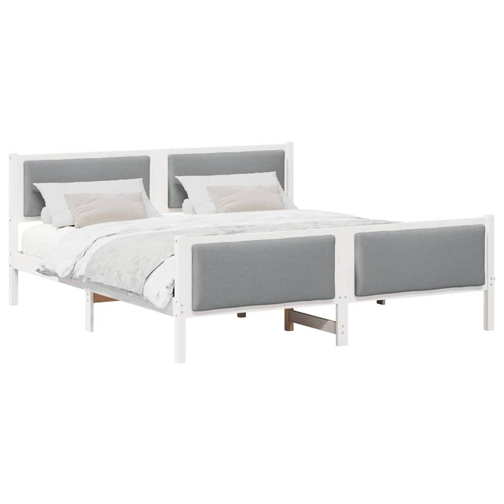 vidaXL Bettrahmen mit Kopfteil Hellgrau 200 x 200 cm Stoff