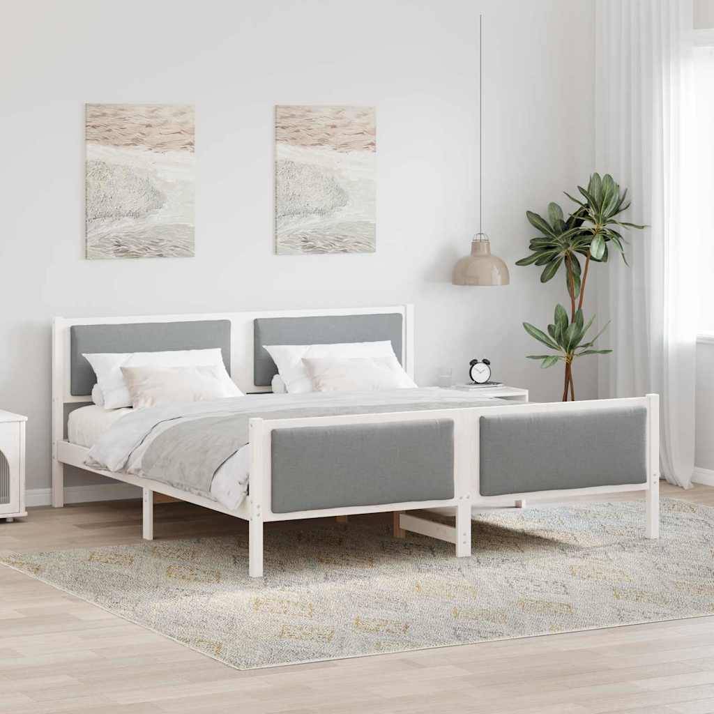 vidaXL Bettrahmen mit Kopfteil Hellgrau 200 x 200 cm Stoff