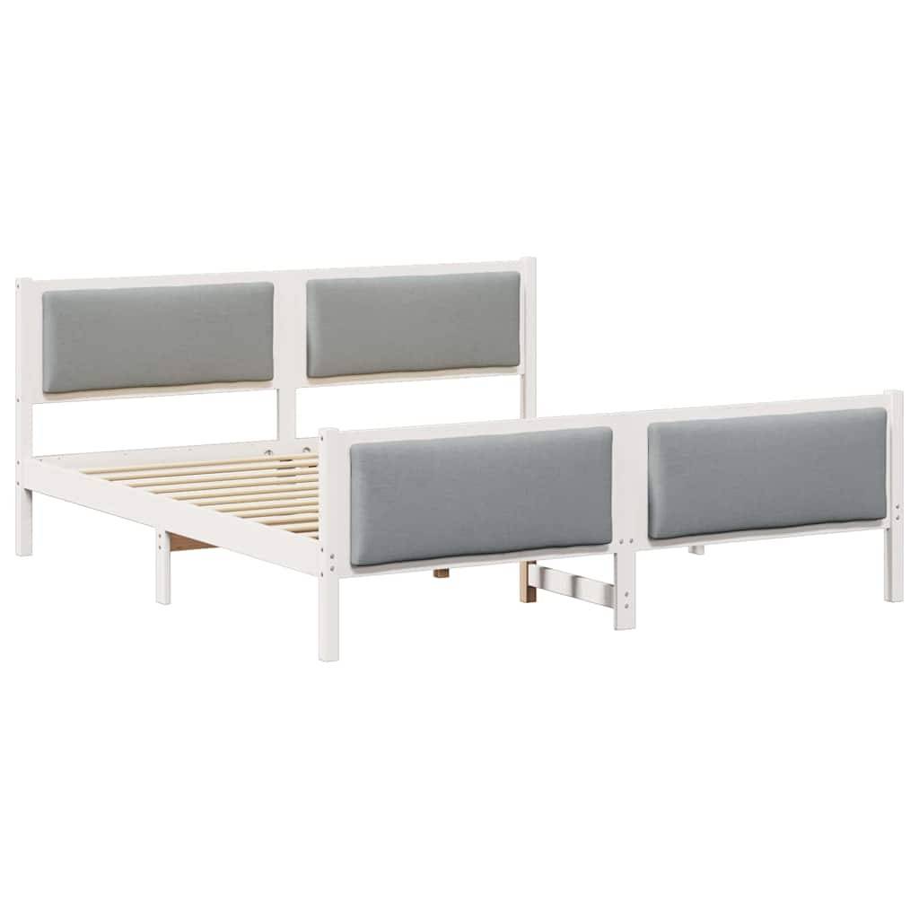 vidaXL Bettrahmen mit Kopfteil Hellgrau 200 x 200 cm Stoff