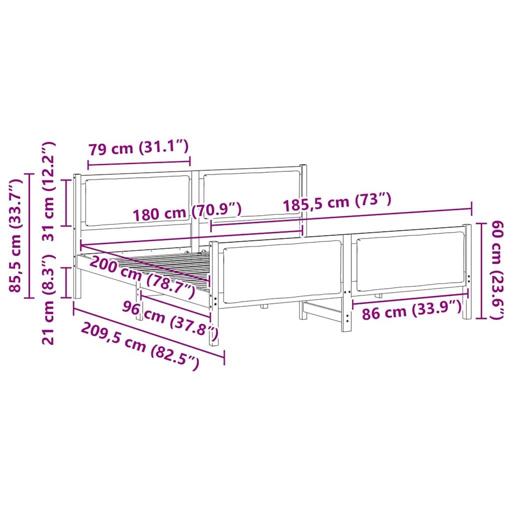 vidaXL Bettrahmen mit Kopfteil Schwarz 180 x 200 cm Stoff