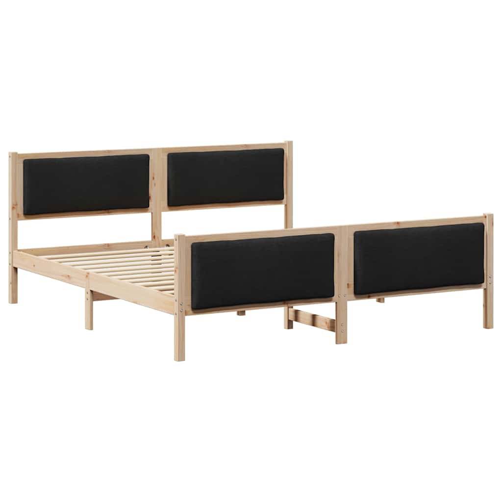 vidaXL Bettrahmen mit Kopfteil Schwarz 200 x 200 cm Stoff