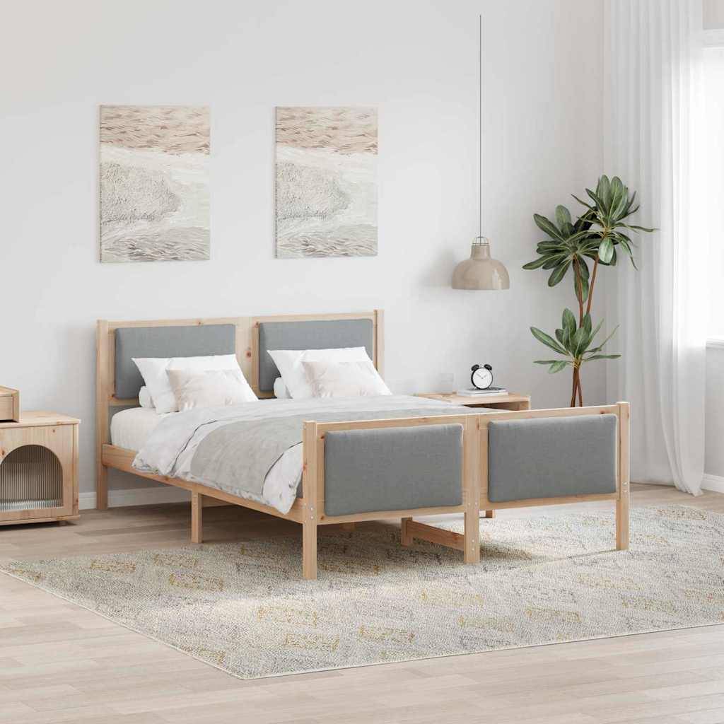 vidaXL Bettrahmen mit Kopfteil Hellgrau 150 x 200 cm Stoff