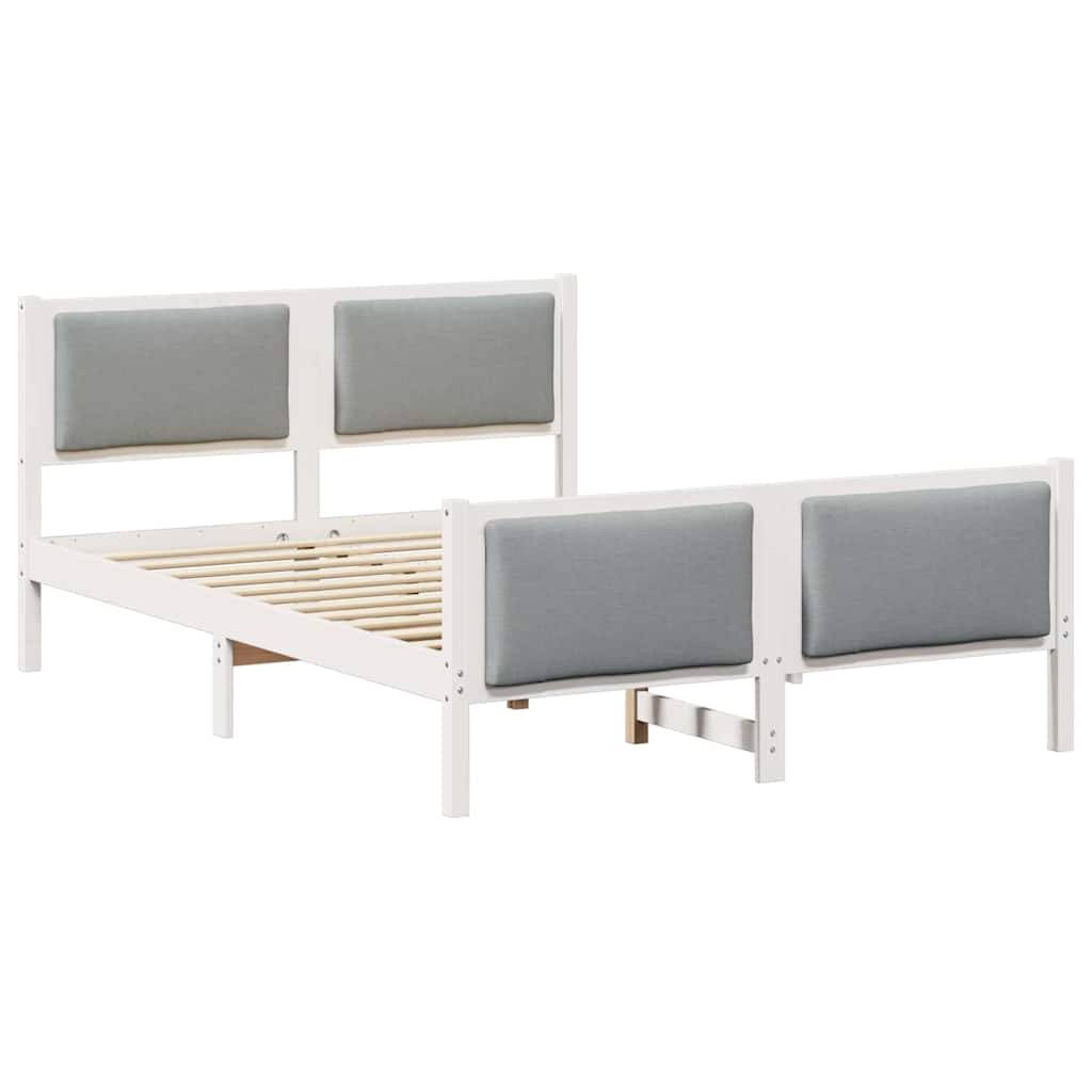 vidaXL Bettrahmen mit Kopfteil Hellgrau 135 x 190 cm Stoff