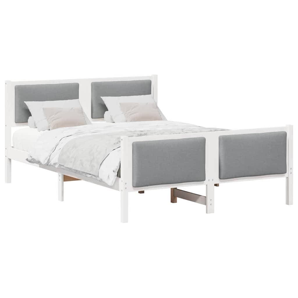 vidaXL Bettrahmen mit Kopfteil Hellgrau 135 x 190 cm Stoff