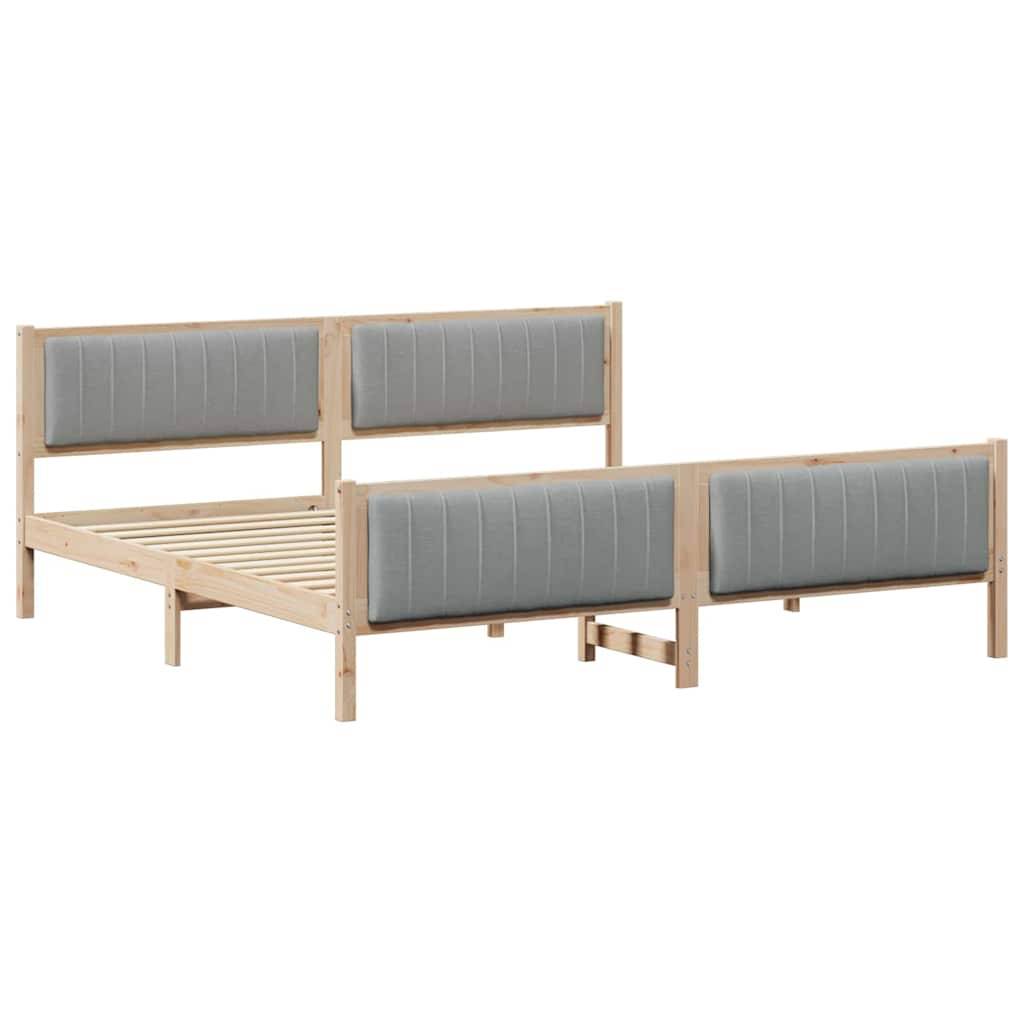 vidaXL Bettgestell Braun und hellgrau 200 x 200 cm Massivholz Kiefer