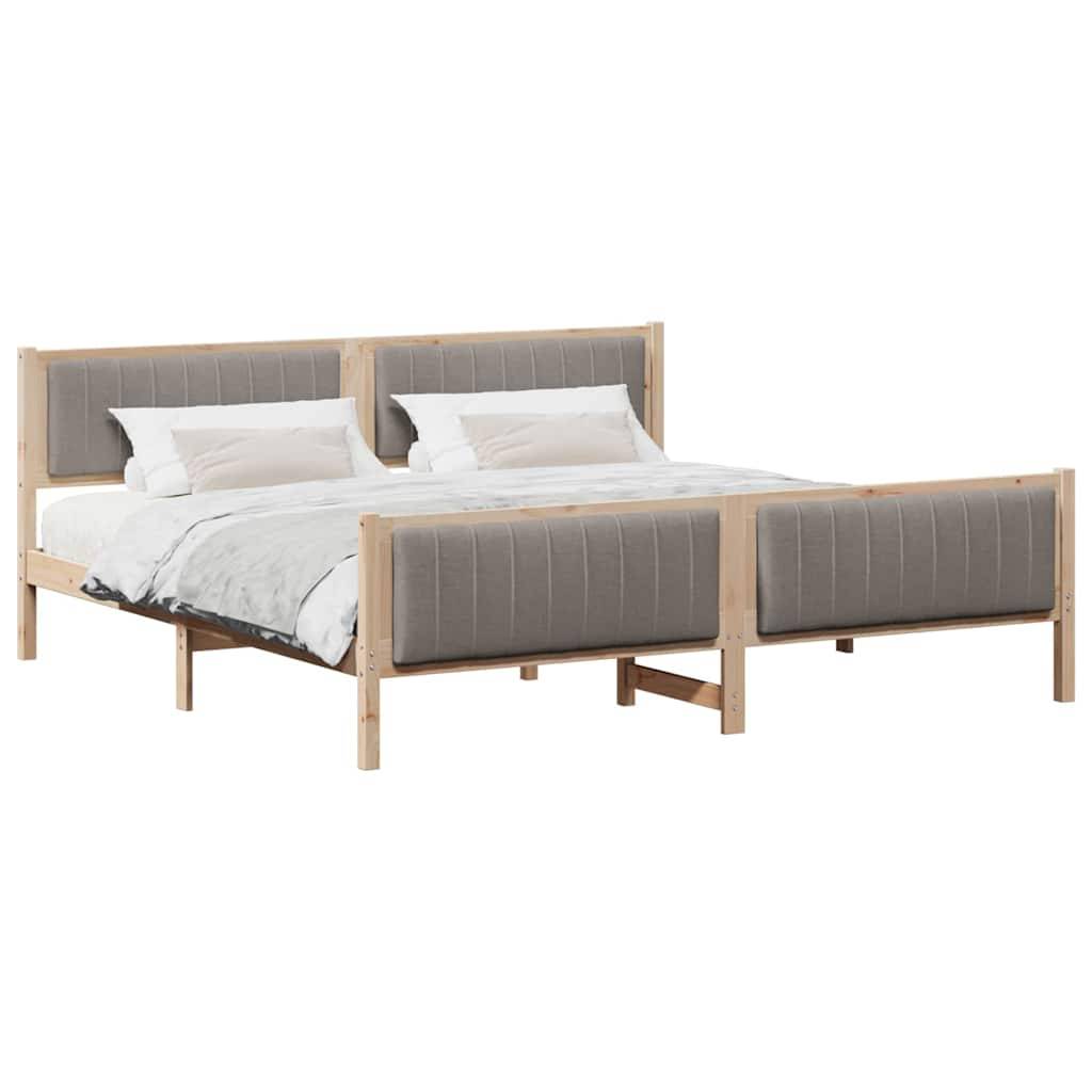 vidaXL Bettgestell Braun und Taupe 200 x 200 cm Massivholz Kiefer